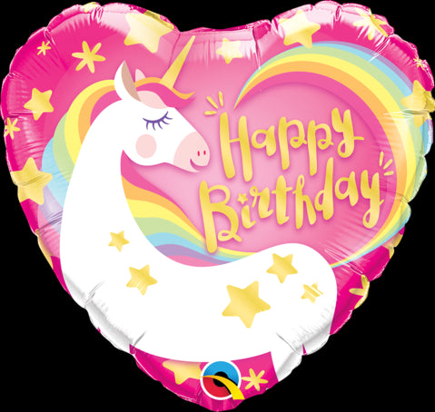 18" HEART FOIL BIRTHDAY MAGICAL UNICORN